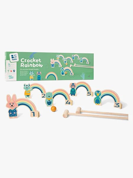 ערכת משחק קריקט גדול מעץ Crocket Rainbow מבית BS