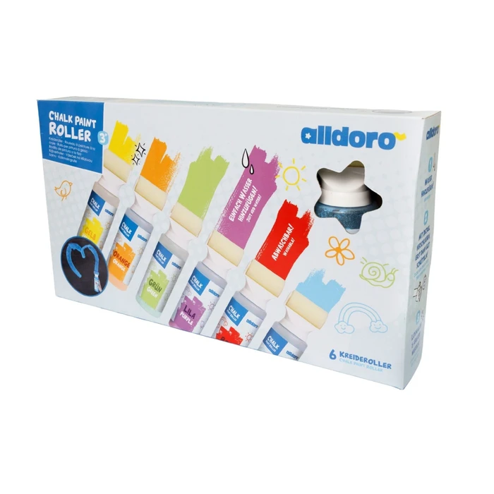 סט 6 רולרים עם צבעי גיר למדרכה ב-6 צבעים מבית Alldoro