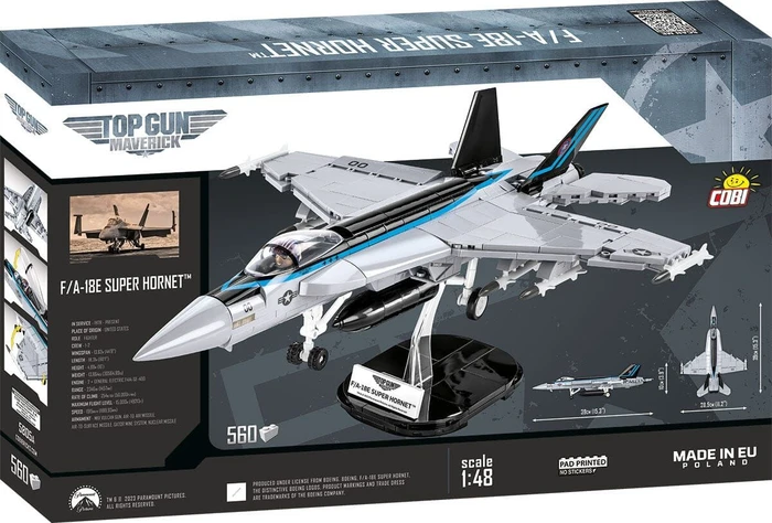 מטוס קרב F/A-18E סופר הורנט TOP GUN – דגם הרכבה בקנה מידה 1:48 (560 חלקים) מבית COBI