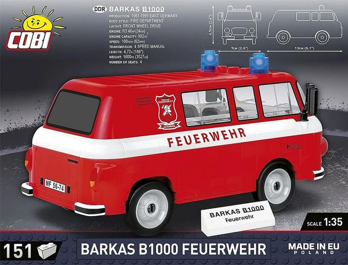 ואן מכבי אש בארקאס B1000 – דגם הרכבה בקנה מידה 1:35 (151 חלקים) מבית COBI