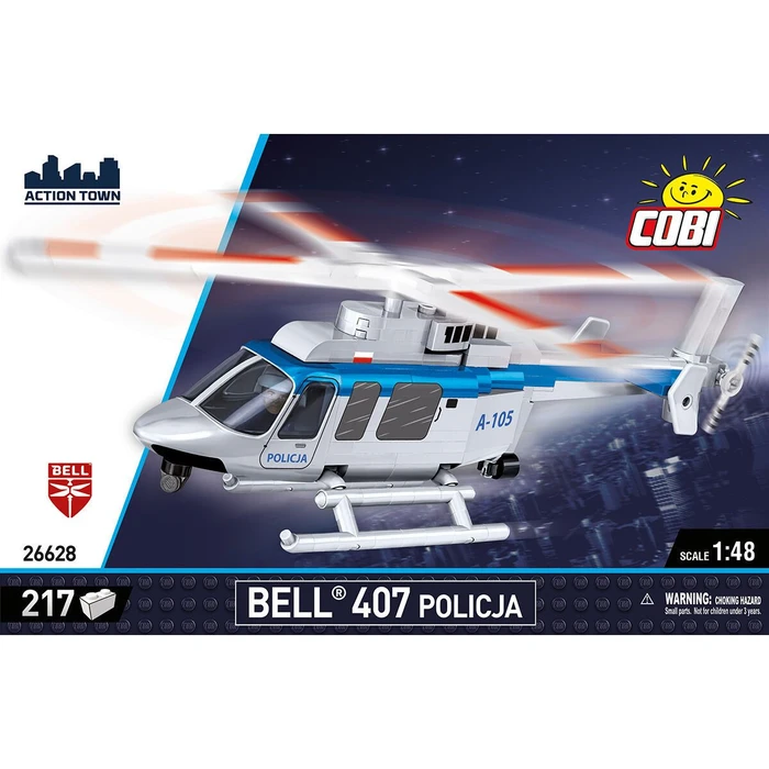 מסוק בל 407 משטרתי – דגם הרכבה בקנה מידה 1:48 (217 חלקים) מבית COBI