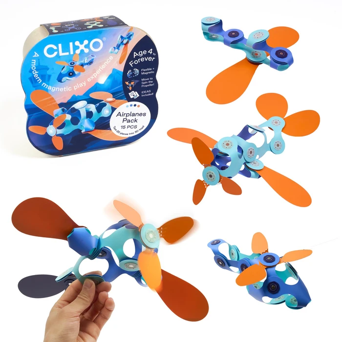קליקסו מטוסים - ערכה של 15 חלקים עם פרופלור מסתובב מבית CLIXO
