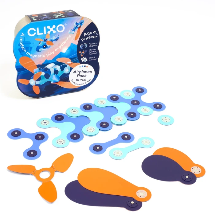 קליקסו מטוסים - ערכה של 15 חלקים עם פרופלור מסתובב מבית CLIXO