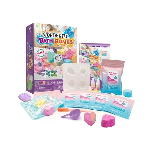 ערכת מדע! ערכה להכנת 10 פצצות אמבטיה ריחניות (WONDERGUL BATH BOMBS) מבית SHIN SHIN