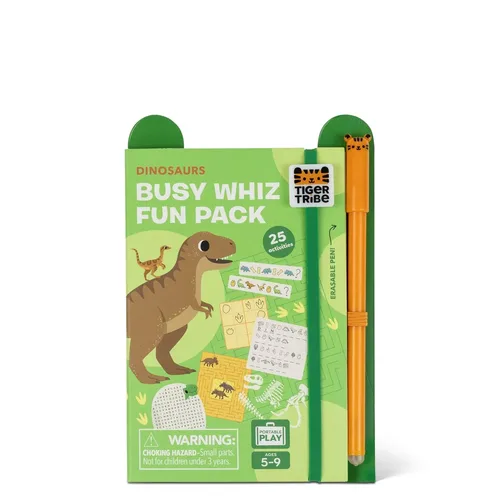 מיני חוברת פעילות  BUZY WHIZ בנושא דינוזאורים מבית TIGER TRIBE