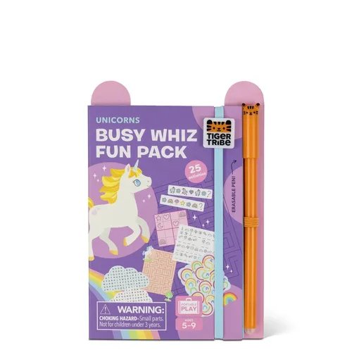 מיני חוברת פעילות  BUZY WHIZ בנושא חדי קרן מבית TIGER TRIBE