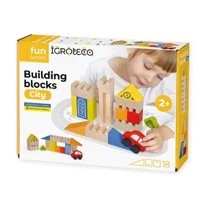מסלול בעיר – ערכת בנייה מעץ BUILDING BLICKS (מגיל 2 ומעלה!)  מבית IGROTECO