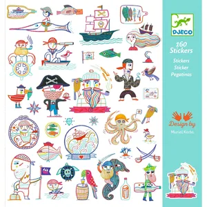 מארז 160 מדבקות התקפת פיראטים - איורי דג'קו אהובים! DJECO