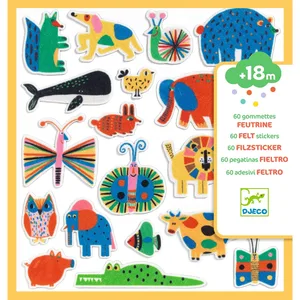 מדבקות לבד לקטנטנים - 60 מדבקות חיות מתוקות - מבית DJECO