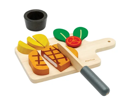 סט סטייק וירקות למשחקי אוכל ומטבחי ילדים PLAN TOYS