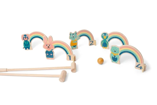 ערכת משחק קריקט גדול מעץ Crocket Rainbow מבית BS