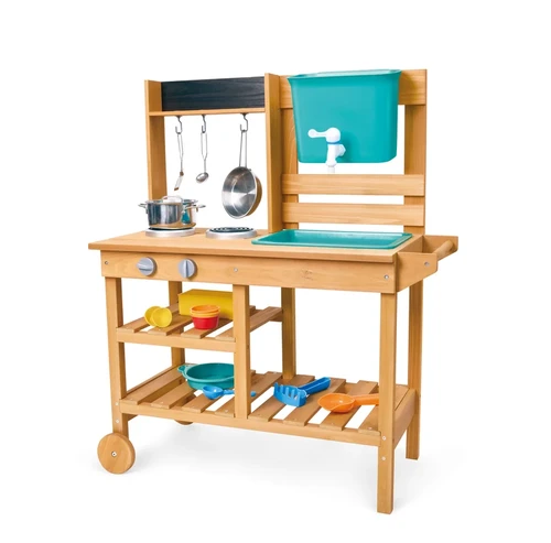 מטבח חצר (מים וחול) מעץ לילדים – Outdoor Explorer's Kitchen Set מבית Hape