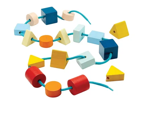 השחלת צורות גיאומטריות עץ PLAN TOYS