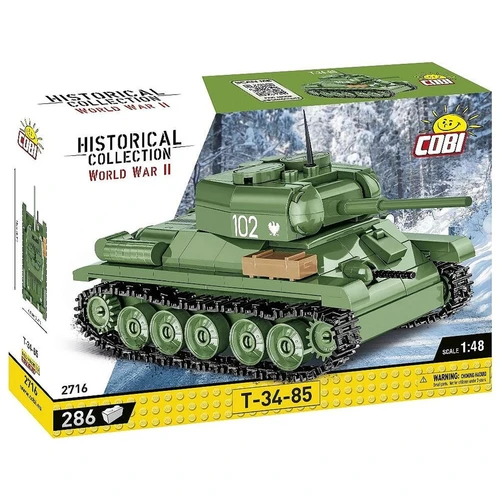 טנק T-34-85 – דגם הרכבה בקנה מידה 1:48 (286 חלקים) מבית COBI