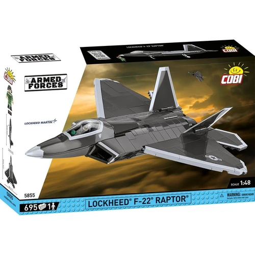 מטוס קרב לוקהיד F-22 רפטור – דגם הרכבה בקנה מידה 1:48 (695 חלקים) מבית COBI