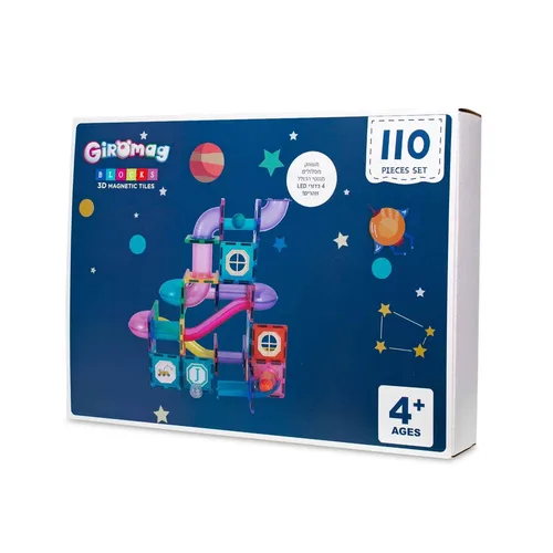 משחק מגנטים מגלשות ומסלולים 110 חלקים GIROMAG