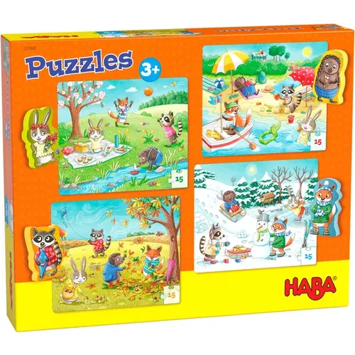 מארז 4 פאזלים (בני 15 חלקים כל אחד) עונות השנה!  HABA