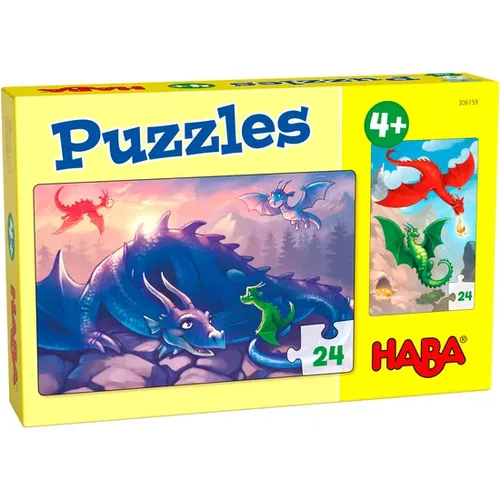 מארז 2 מיני פאזלים (בני 24 חלקים כל אחד) דרקונים!  HABA