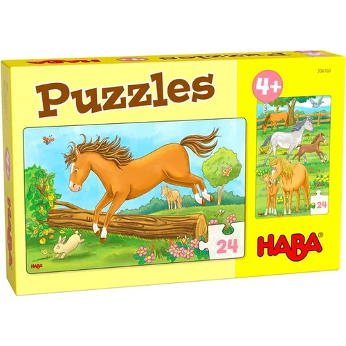 מארז 2 מיני פאזלים (בני 24 חלקים כל אחד) סוסים!  HABA