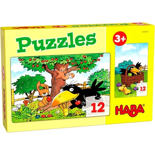מארז 2 מיני פאזלים (בני 12 חלקים כל אחד) יום בפרדס!  HABA