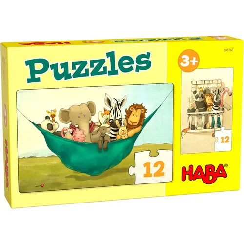מארז 2 מיני פאזלים (בני 12 חלקים כל אחד) מר אריה וחברים!  HABA