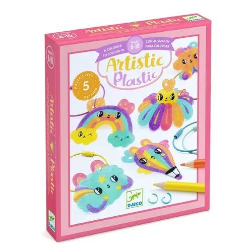 יצירה לגדולים (ARTISTIC PLASTIC)  ערכה ליצירת מחזיקי מפתחות מעוצבים דגם קוואי -  שרינקיס מבית DJECO