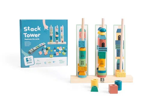 משחק השחלה עץ STACK TOWER (משחק עץ באווירה מונטסורית)  מבית BS