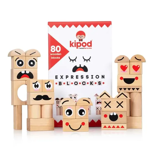 קוביות עץ - קוביות רגשות (50 קוביות עץ!) מבית KIPOD