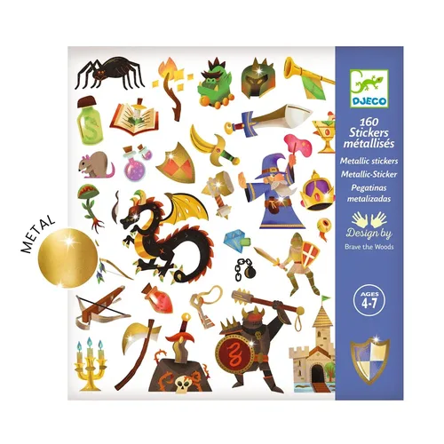מארז 160 מדבקות מטאליות -  פנטזיית ימי הביניים DJECO