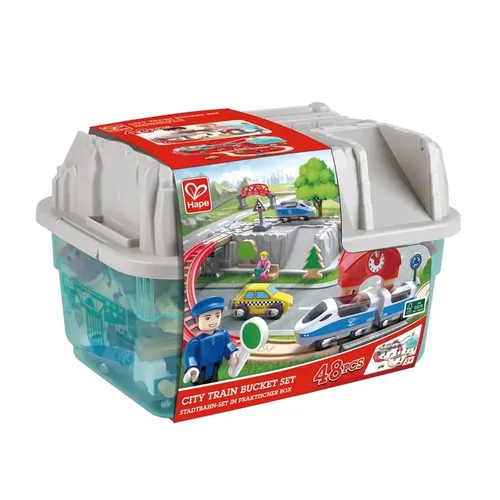 סט רכבת עירונית בקופסה CITY TRAIN BUCKET SET (48 חלקים) מבית HAPE
