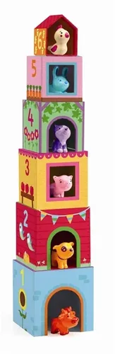 מגדל קוביות טופאני פארם TOPANIFARM עם 6 חיות