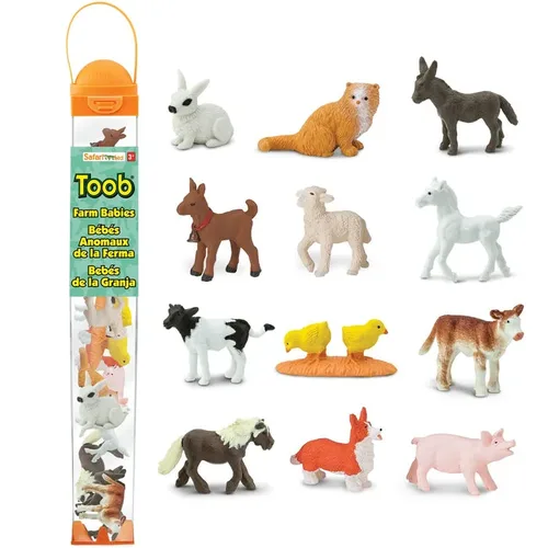 פריטים בטיובה (TOOBS)! מארז 12 גורי חיות החווה מבית SAFARI LTD