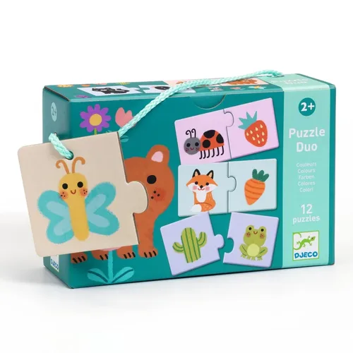 פאזל דו צבעים - 12 פאזלים של שני חלקים מבית DJECO