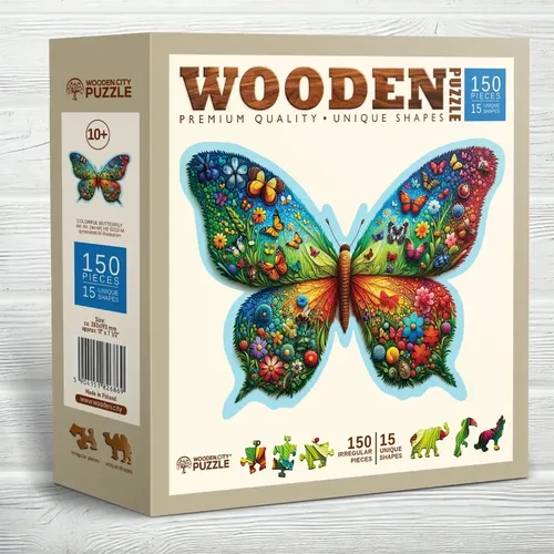פאזל עץ פרפר צבעוני (150 חלקים) מבית WOODEN CITY PUZZLE