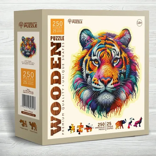 פאזל עץ נמר רך רעמה! (250 חלקים) מבית WOODEN CITY PUZZLE