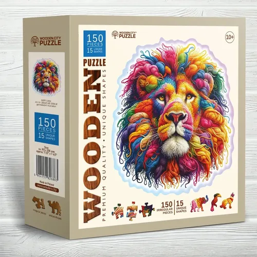 פאזל עץ אריה רך רעמה (150 חלקים) מבית WOODEN CITY PUZZLE