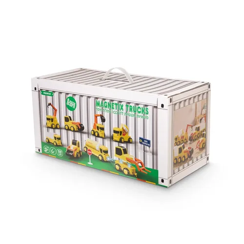 Magnetix Trucks – ערכת משאיות עבודה מגנטיות מודולאריות – (ערכת ענק 52 חלקים)