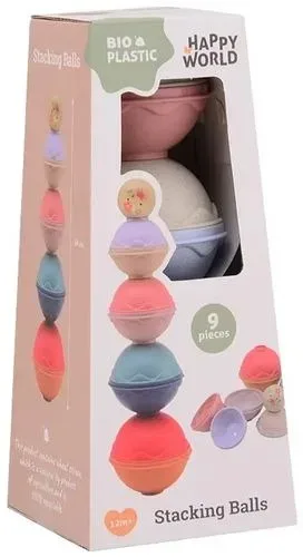 מגדל כוסות 9 חלקים! (8 כוסות בגדלים וצבעים שונים וכדור!)  BIO PLASTIC